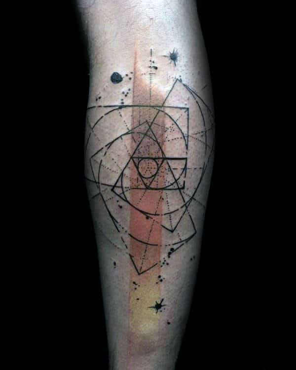 Remarkable Mens Artistic Fibonacci Spiral Back Of Leg Tattoos