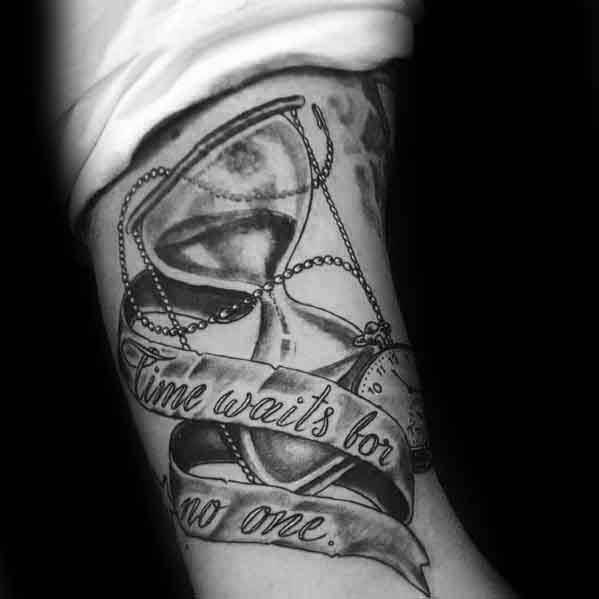 40 Time Waits For No Man Tattoo Designs For Men – Quote Ink Ideas