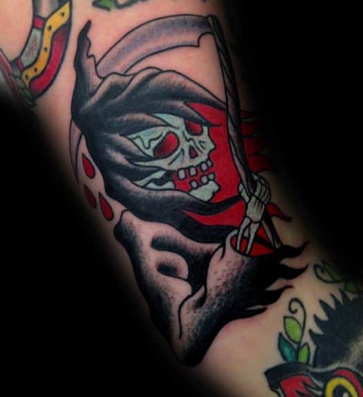 Remarkable Traditional Reaper Tattoos For Males On Arm