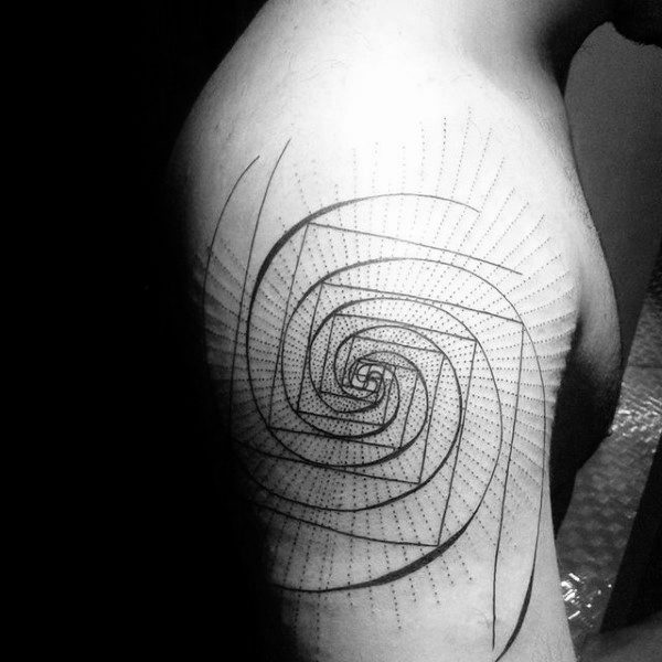 Repeating Fibonacci Spiral Mens Upper Arm Tattoos