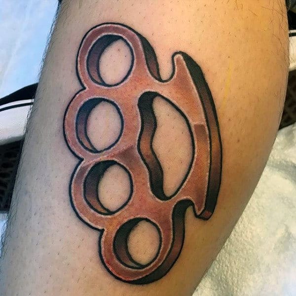 Retro Brass Knuckles Mens Arm Tattoo