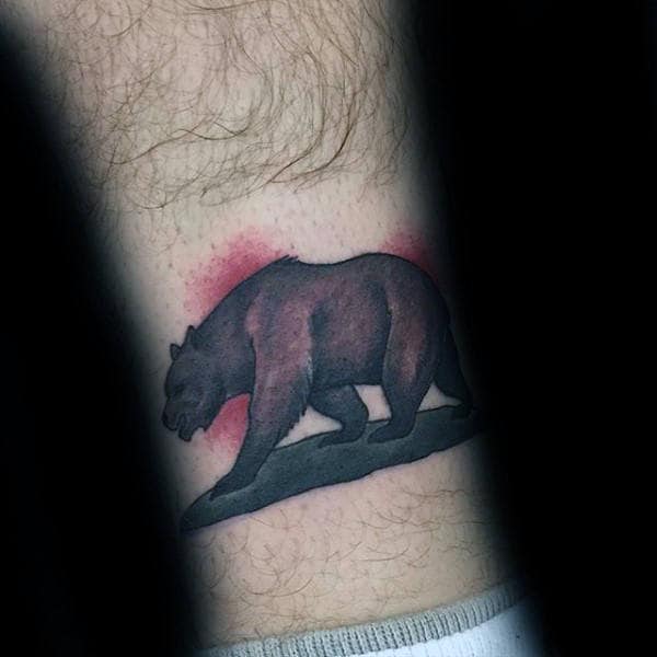 Retro California Bear Mens Lower Leg Tattoo Designs