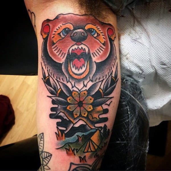 30 Neo Traditional Bear Tattoo Ideas For Men  Animal Designs  Traditional  bear tattoo Bear tattoo designs Bear tattoo