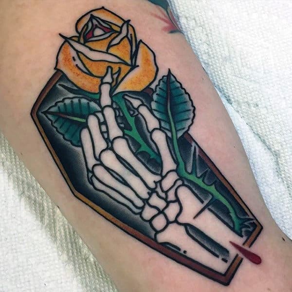 Tattoo uploaded by Donald Warden  Skeleton holding a rose  Tattoodo