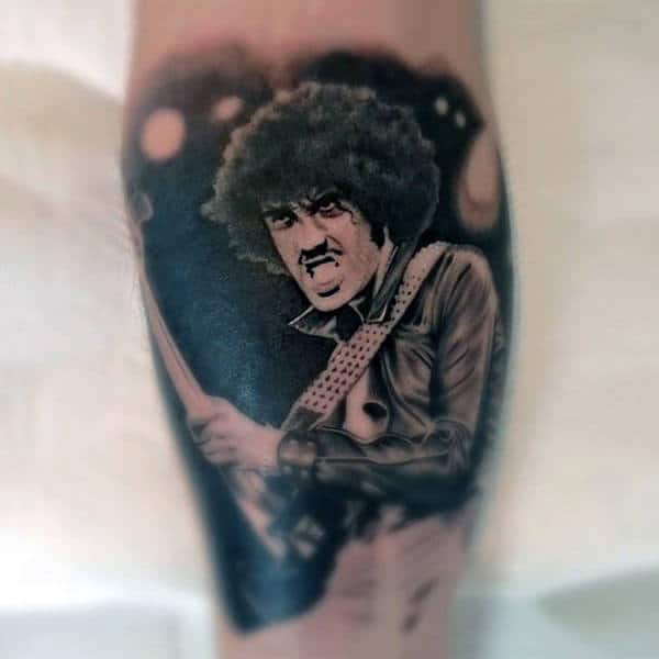 Retro Singer With Guitar Tattoo On Forarms Tattoo For Males