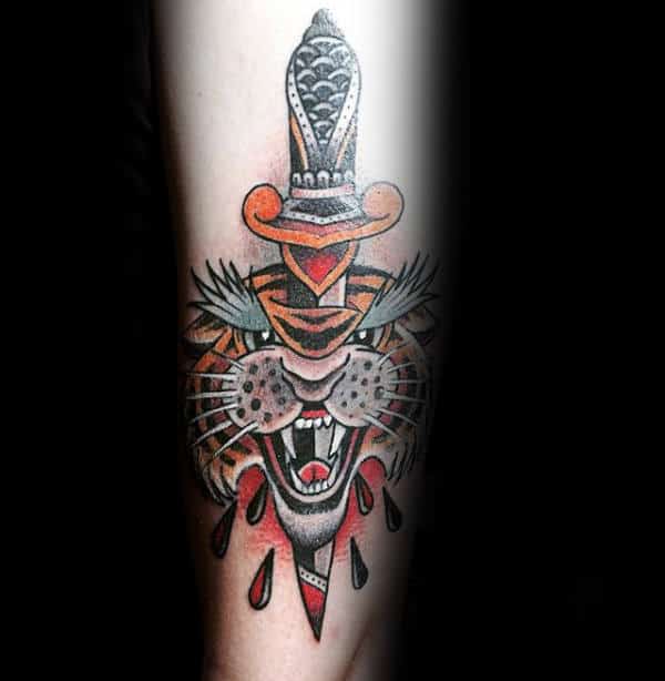 retro-traditional-gentlemens-arm-tiger-and-dagger-tattoos