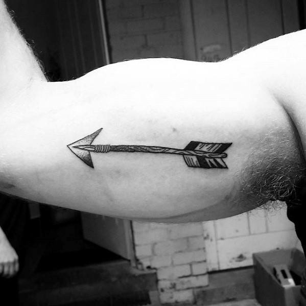 Retro Traditional Simple Arrow Arm Bicep Tattoos For Men