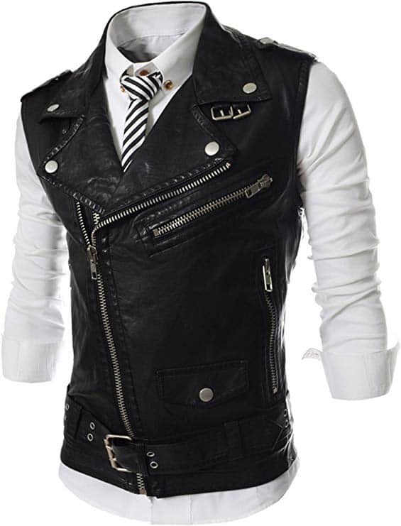 reyuy mens sleeveless motorcycle jacket vest faux leather waistcoat