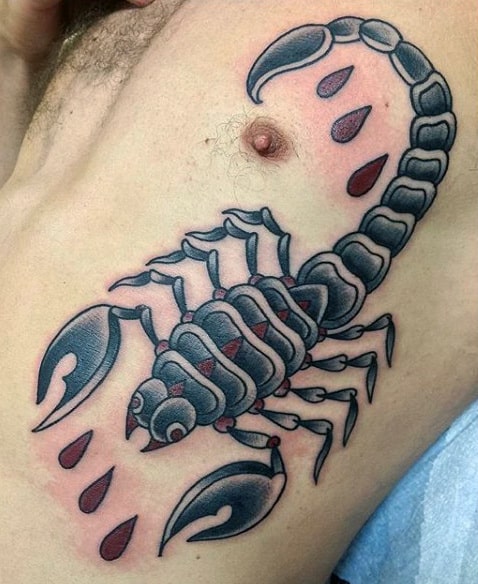 Rib Cage Bloody Scorpion Tattoo Male