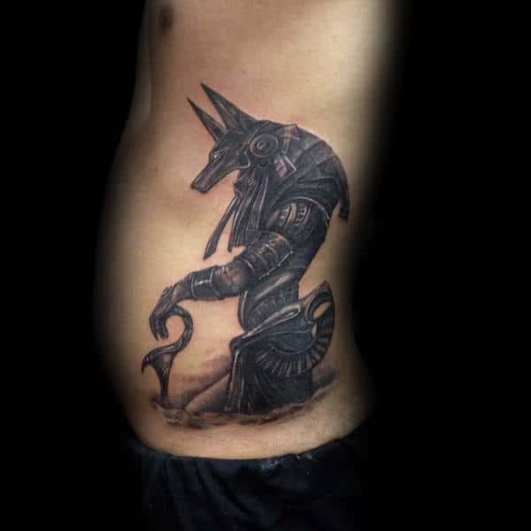 Rib Cage Side Cool Anubis Tattoos For Men