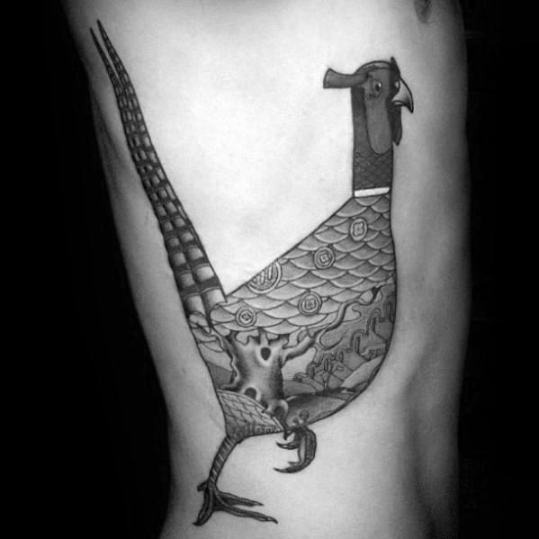Rib Cage Side Cool Pheasant Tattoo Design Ideas For Male