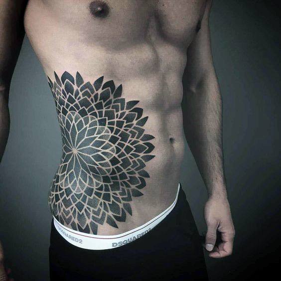 Rib Cage Side Guys Mandala Tattoo Design Ideas