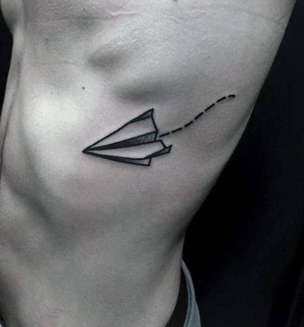 Rib Cage Side Guys Paper Airplane Tattoo Ideas