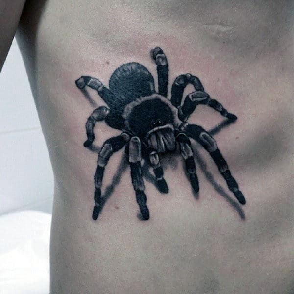 Rib Cage Side Guys Tarantula Spider Tattoo Design Ideas