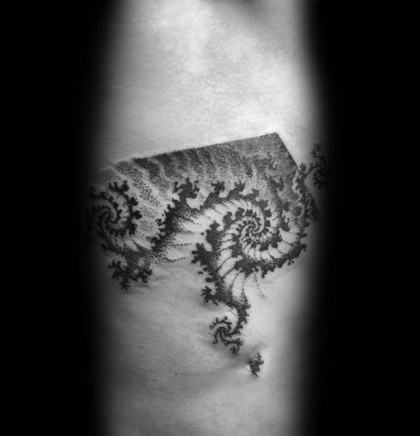 Rib Cage Side Male Factal Spiral Tattoo Inspiration