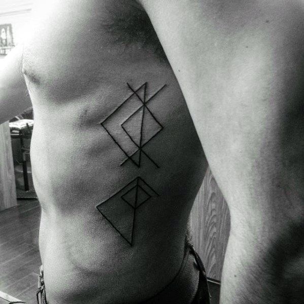 Rib Cage Side Manly Small Minimalist Geometric Tattoo Ideas For Men