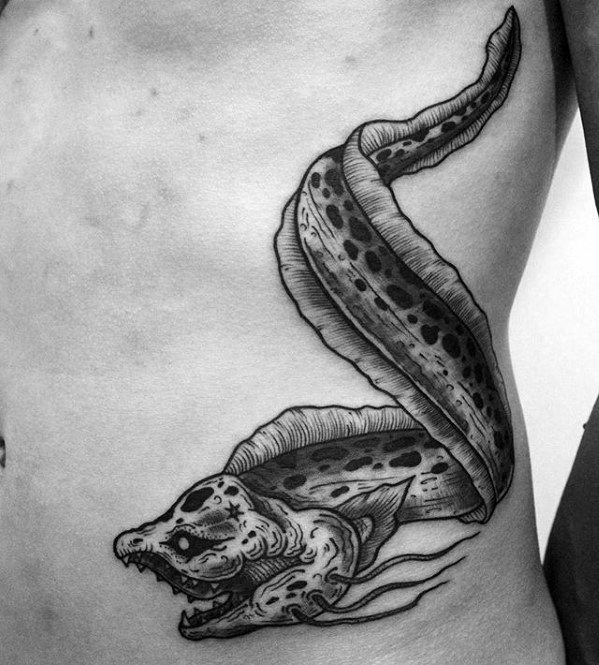 Rib Cage Side Of Body Eel Male Tattoos