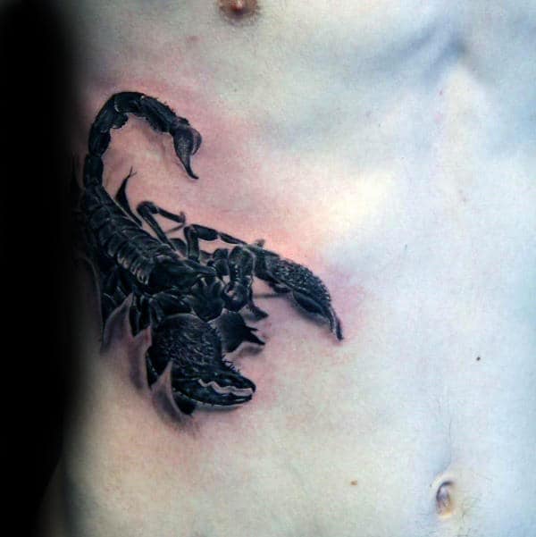 Rib Cage Side Scorpio Mens 3d Tattoo Designs