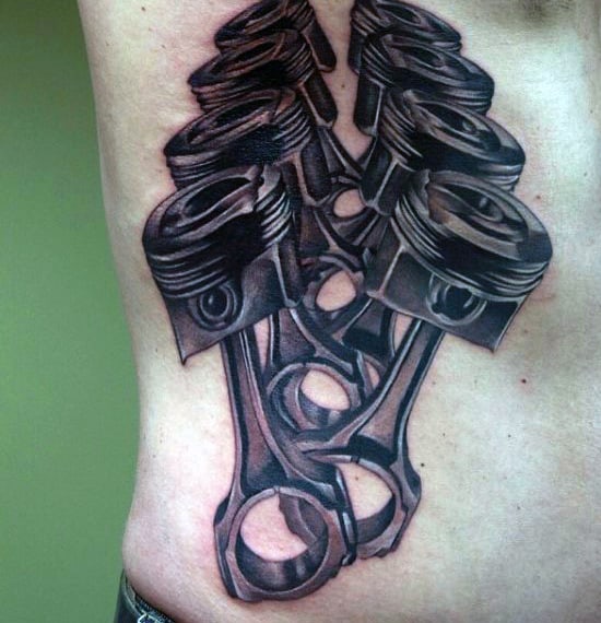 Rib Cage Side Tattoo On Car For Men