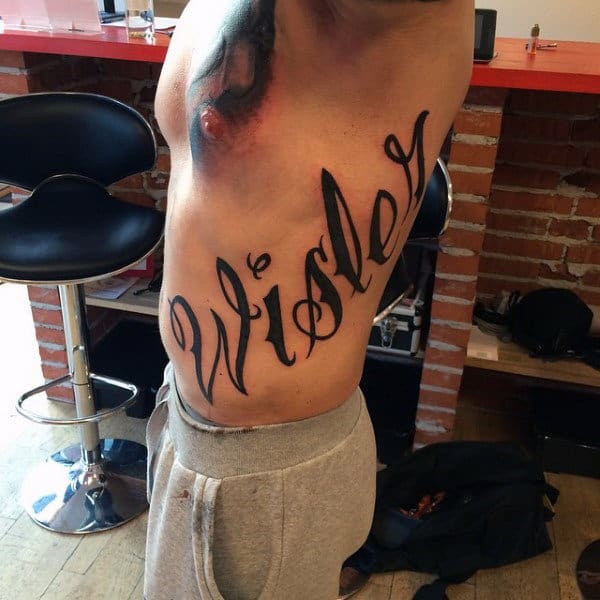Rib Cage Side Wisler Guys Last Name Tattoos