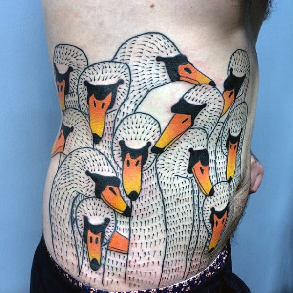 Ribe Cage Side Ducks Unique Tattoo Ideas For Men