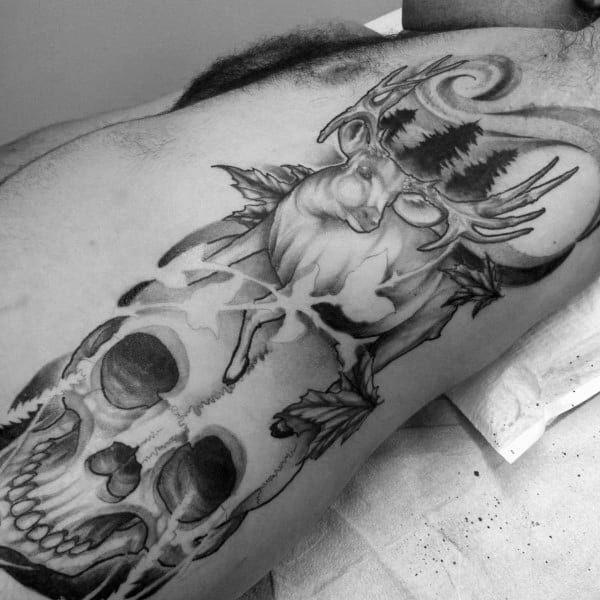 Ribs Bowhunting Skull Deer Guys Tattoos