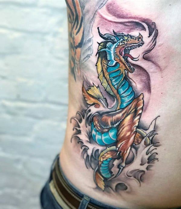 Ribs Loch Ness Monster Tattoos For Gentlemen