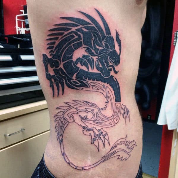 Ribs Male Tribal Dragon Tattoos Designs