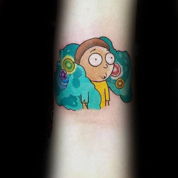 Rick And Morty Tattoos Men On Forearm
