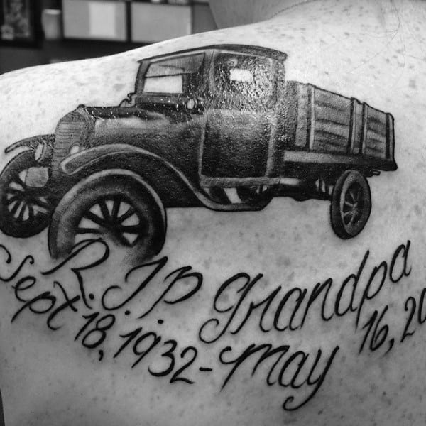 Rip Grandpa Mens Truck Back Tattoos