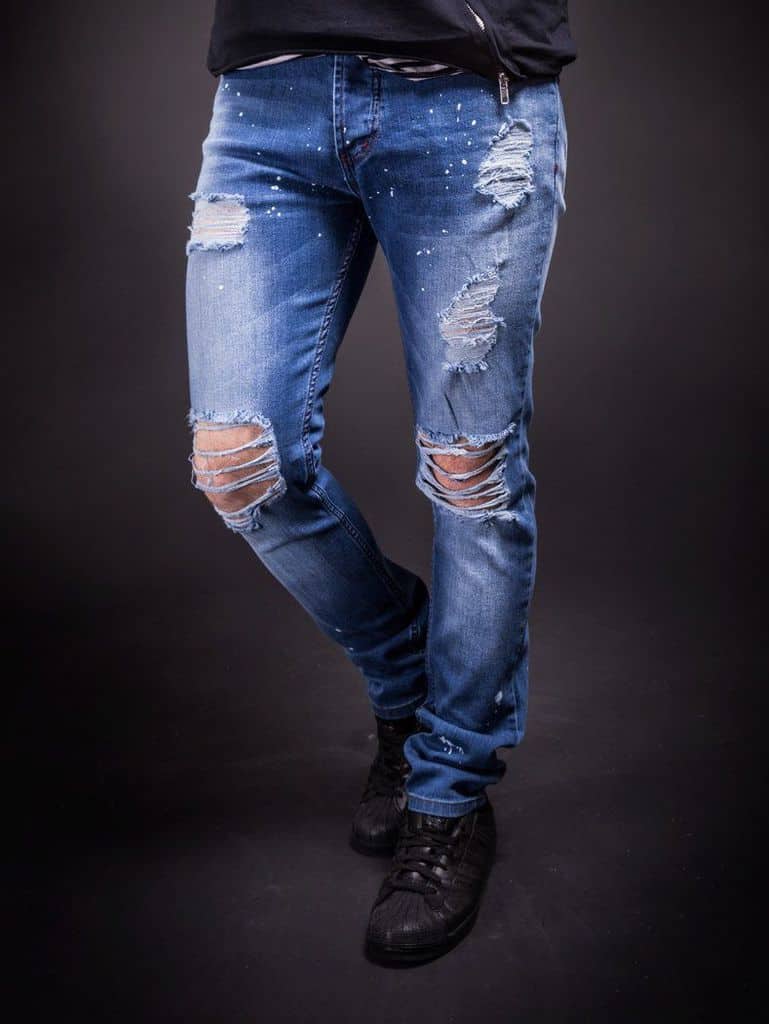 Men Slim Fit Simply Ripped Jeans - Blue