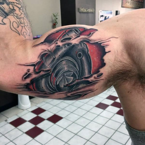 Ripped Skin Inner Arm Turbo Mens Tattoos