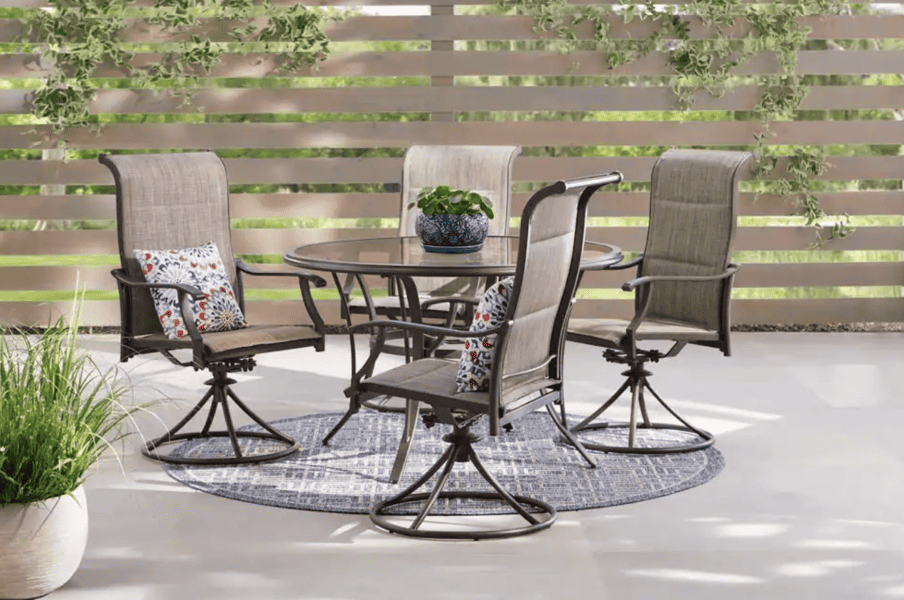 round glass table outdoor dining set 