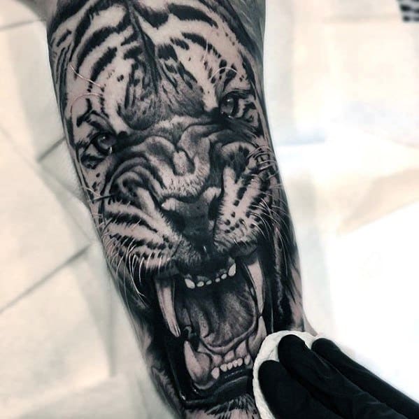 Roaring Tiger 3d Great Guys Sleeve Tattoos