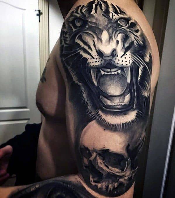 Tattoo uploaded by Michael • #tiger #skull • Tattoodo