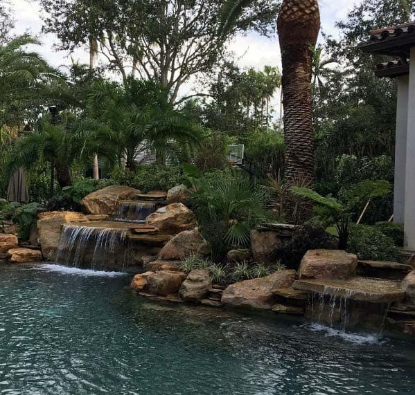 Rock Backyard Designs Pool Waterfall