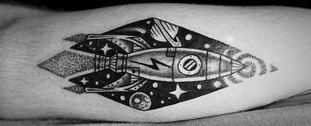 Rocket Ship Temporary Tattoo Sticker  OhMyTat