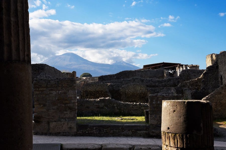 roman city of pompeii south of naples under the shadow of mount vesuvius