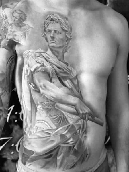 Roman Statue Guys Tattoo Ideas On Half Chest
