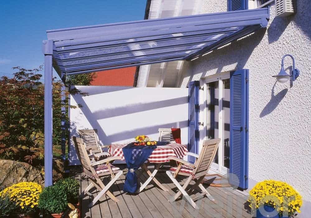 blue roof patio awning 