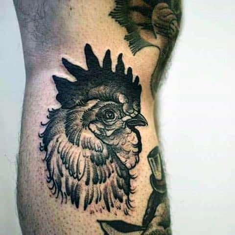 Rooster Tattoo For Men Black Ink Forearm Work