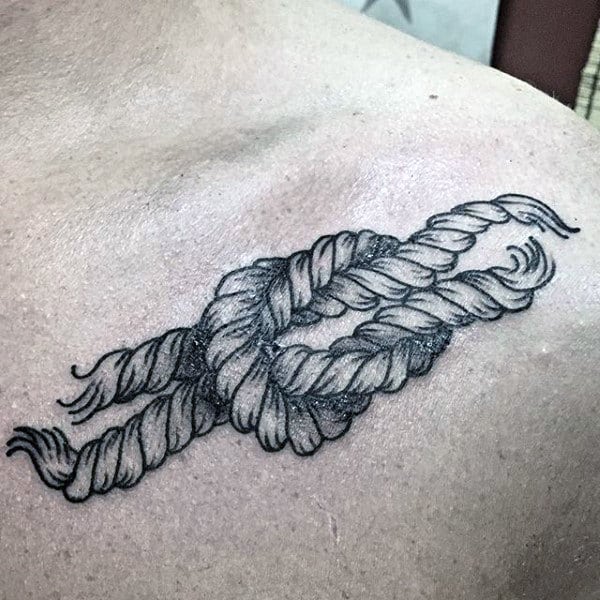 Rope Knot Collar Bone Mens Tattoo Ideas