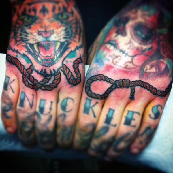 Rope Tattoo On Mens Knuckles