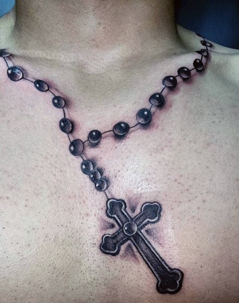 Rosary Necklace Tattoo For Guys