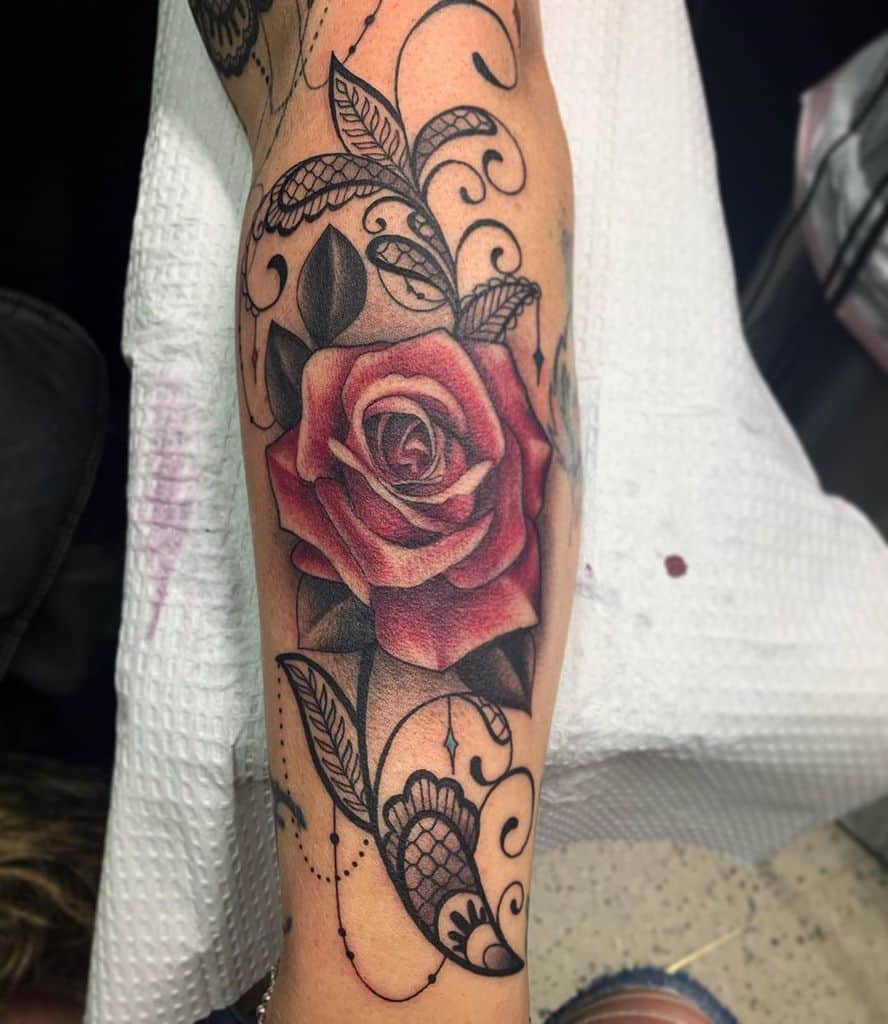 Rose Black And Grey Sleeve Tattoo