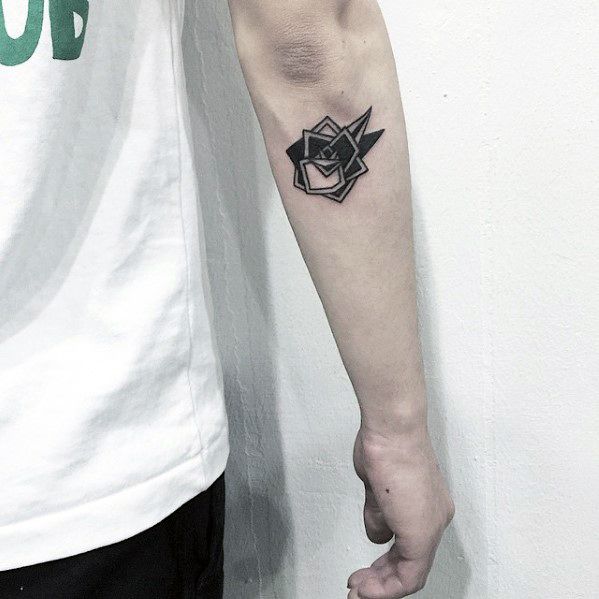 Rose Flower Manly Small Creative Guys Outer Forearm Tattoos
