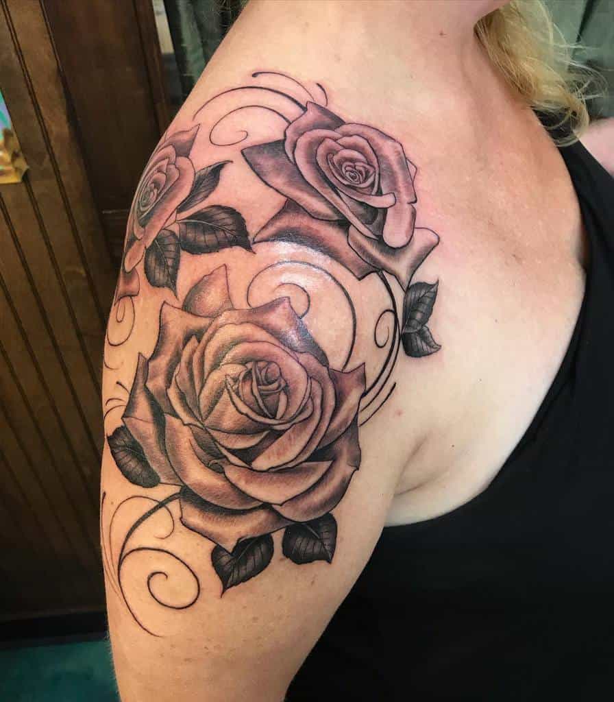 rose flower shoulder tattoo ninjatat