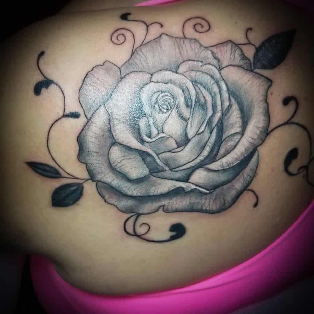 rose flower shoulder tattoo urbanattitudetattoo