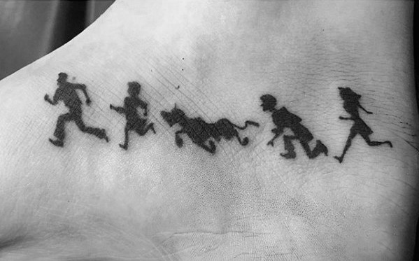 Running Scooby Doo Male Tattoo Designs On Side Of Foot