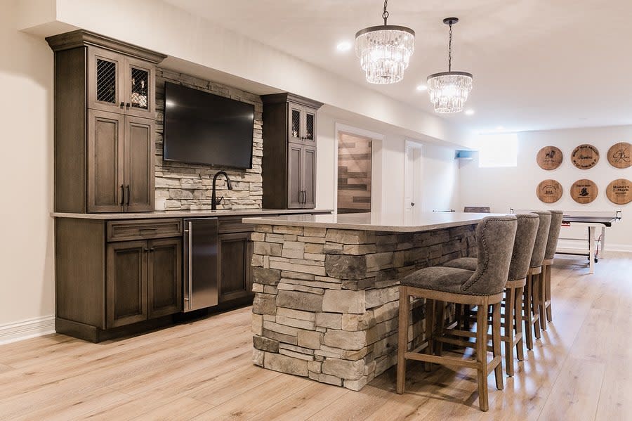 rustic basement kitchen